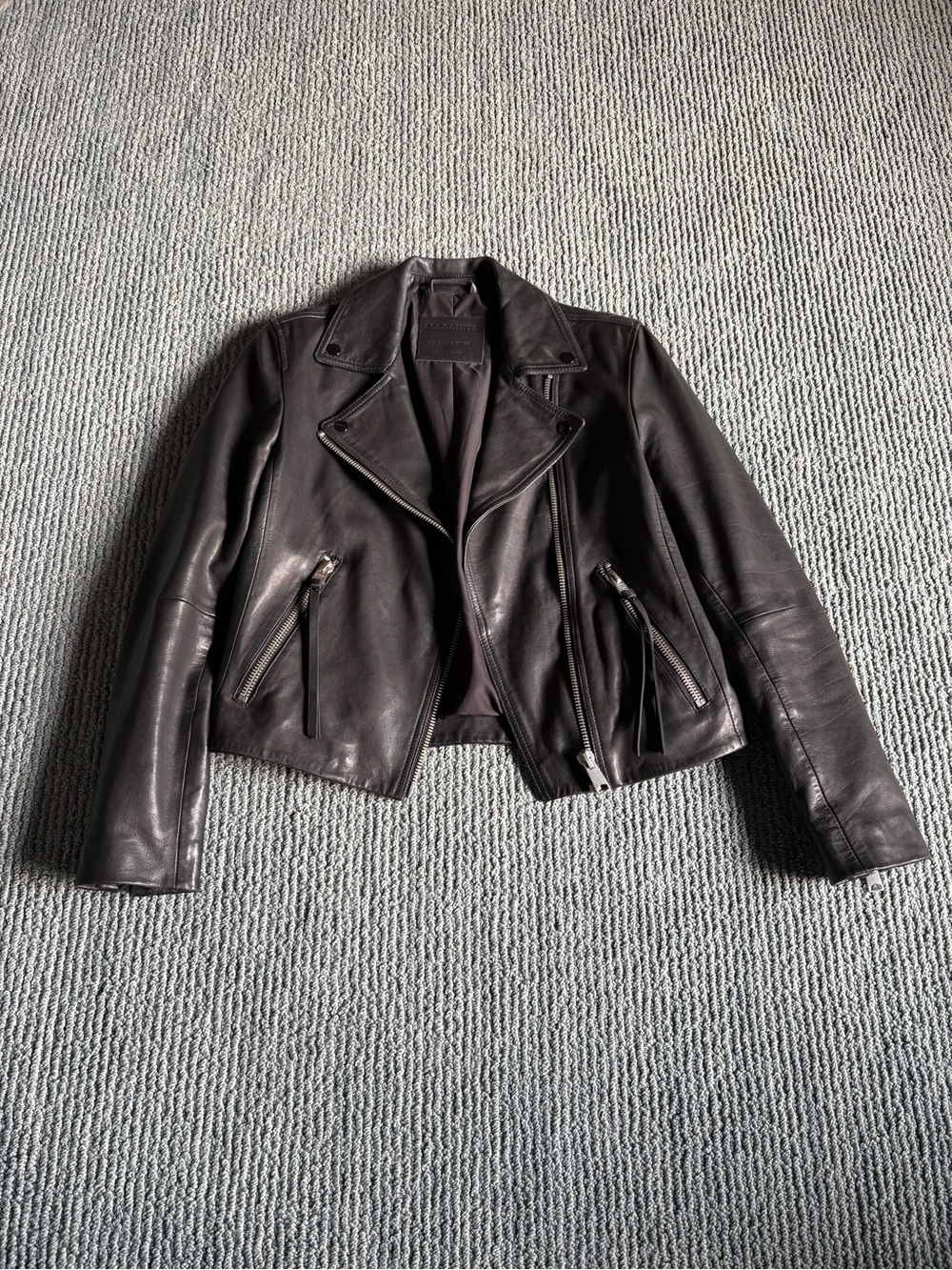 ALL SAINTS Dalby leather jacket 4 - Picture 9 of 15